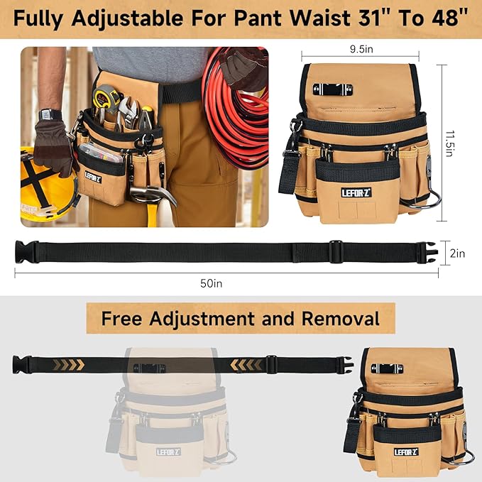 Tool Belt, Magnetic Tool Pouch, 14-Pockets Tool Belts - Image 2