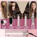 5 in 1 Hair Styler & Hot Air Brush - Air Curling Wrap with Low-Speed Negative Ion Technology, Hair Dryer Brush for Drying, Curling, Straightening & Styling, Hair Styling Tools at Home (Pink)
