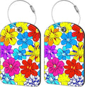 2 Pack Cute Luggage Tag for Suitcases Beautiful Bright Flowers Leather Luggage by iapodiad