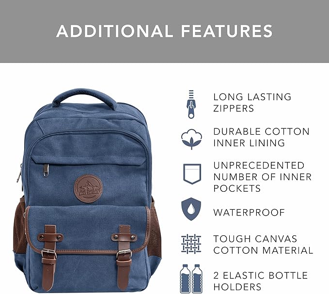 Ama Dablam Premium Original Canvas Backpack/ 17”Laptop/XL-30L/ Many Pockets | - Image 2