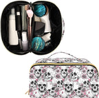 MNSRUU Makeup Organizer Bag, Travel Makeup Bags, Pink Floral Cosmetic Case, Large Capacity, Scratch Resistant, Lightweight