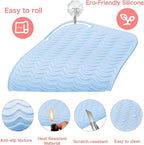 Heysam Professional Heat-Resistant Silicone Heat Mat, Non-Slip Vanity Pad for Flat Iron Hair Straightener and Curling Iron Hair Tools Heating Pad Mat, Suitable for Travel Essentials Case, 9"x6.5"-Blue