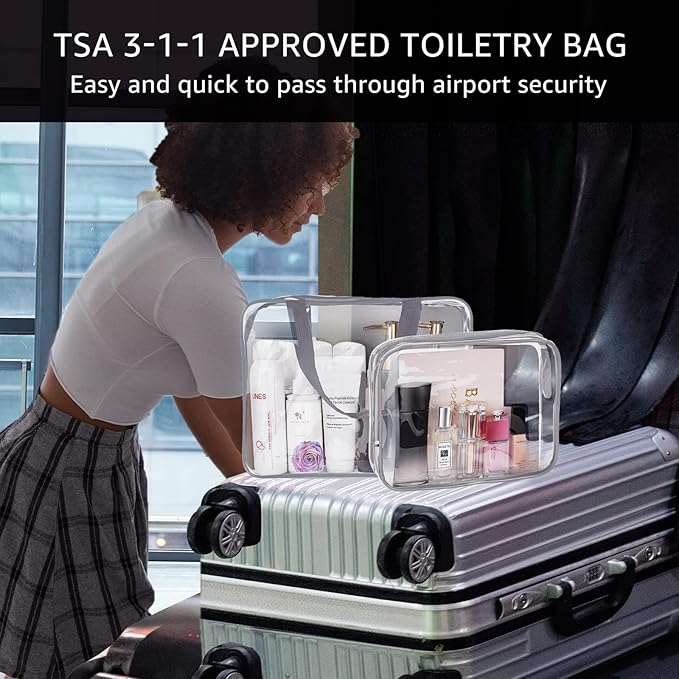 3Pcs Crystal Clear PVC Travel Toiletry Bag Kit - Image 2