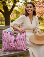 Cotton Quilted Tote Bag for Women – Large Beach & Travel Tote - Image 2