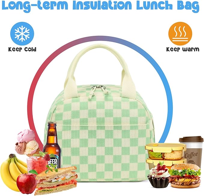Bluboon Lunch Box for Women men Insulated Cute Corduroy Lunch bag, Reusable - Image 4