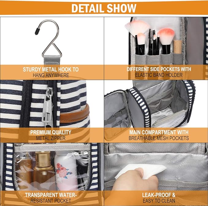Hanging Travel Toiletry Bag, Large Capacity Cosmetic Travel Toiletry Organizer - Image 6