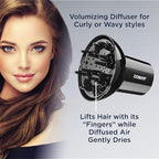 Conair Diffuser Attachment for Hair Dryer,Volumizing Universal Blow Dryer Diffuser for Frizz-Free Curls,Fits Dryers from 1.75-Inch to 2.3-Inch Nozzle Sizes,Black,(Pack of 4)
