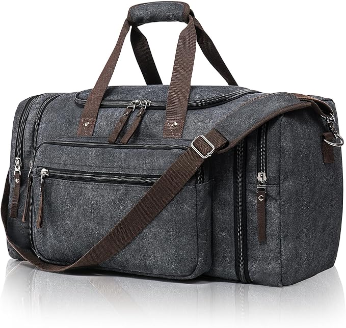 Canvas Expandable Duffle Bag for Men Traveling, Luggage Travel Bag Weekender by EKOROMIERHOME
