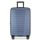 Boren Expandable Hardside Rugged Travel Luggage with 8 Spinner Wheels (Checked-Medium 26-Inch, No USB Port / Slate Blue)