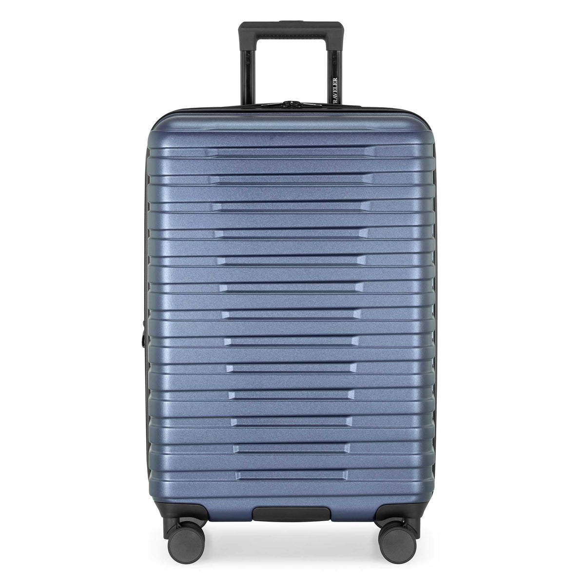 Boren Expandable Hardside Rugged Travel Luggage with 8 Spinner Wheels (Checked-Medium 26-Inch, No USB Port / Slate Blue)