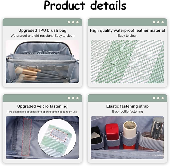 BOYATU Makeup Bag Travel Cosmetic Bag: 3 Pcs Set Portable Make up Bags - Image 4