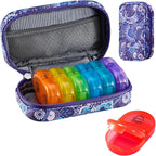 Serfeymi Weekly Travel Pill Organizer 2 Times A Day AM PM Upgraded Rainbow Pill by Serfeymi