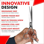 Professional Series - 6.25" Arc Convex Edge Blade With Sharpness Hair Cutting Scissors 440C Japanese Steel, Featuring Long-Lasting Sharpness Silver