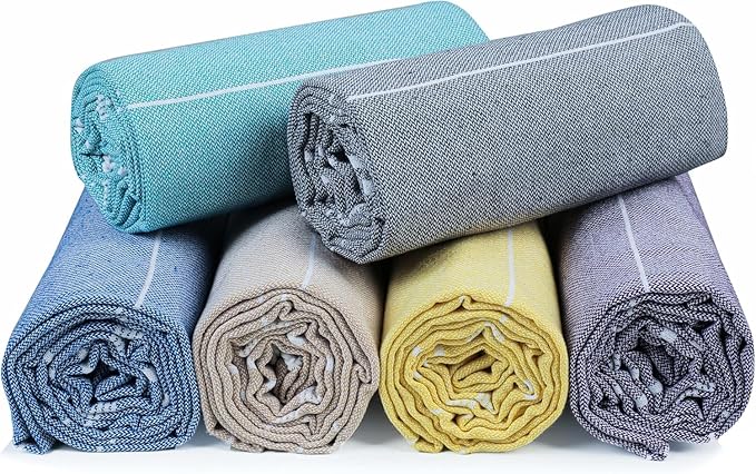 HILLFAIR Cotton Turkish Beach Towels- Lightweight Sand Free Peshtemal Hammam - Image 7