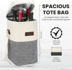 Insulated Wine Bag Cooler – Beige and Gray, Holds 4 Bottles, Wine Opener - Image 7