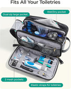 BAGSMART Toiletry Bag for Men, PU Leather Travel Bag for Toiletries, Dopp Kit - Image 3
