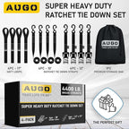 AUGO Heavy Duty Ratchet Straps & Soft Loops – Pack of 4 Extra Strong 1.5” by - Image 4