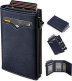 Wallet for Men, with Cash Pocket 2 ID Window 9-13 Cards, Metal Case Smart Slim by Miyozi