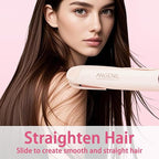 ANGENIL Pro Hair Straightener and Curler 2 in 1, Twist Flat Iron Hair Straightener for Women, Dual Voltage Round Pink Flat Iron with Anti-Scalding Silicone Mat, 11 Adjustable Temp for All Hair Types
