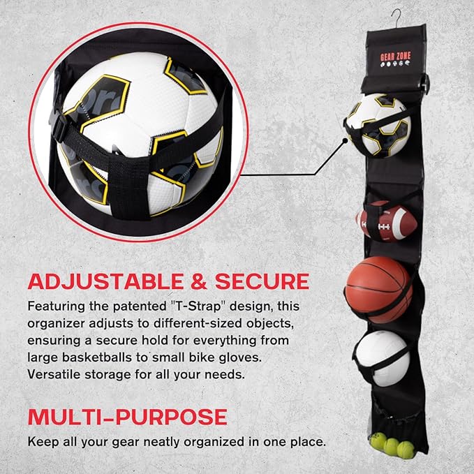 Hanging Sports Equipment Organizer | Multi-Purpose | Garage Sports Ball Storage - Image 4