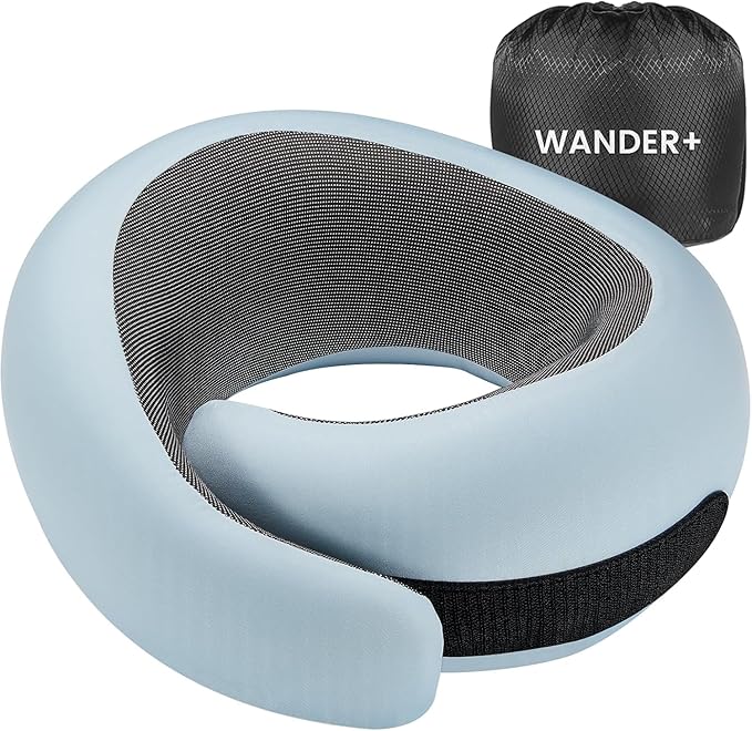WANDER PLUS® Travel Neck Pillow, Memory Foam Neck Pillow by WANDERPLUS
