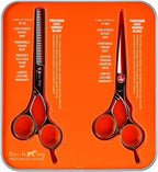 Cricket Centrix Roc-It Dog Professional Stylist 5.75” Hair Cutting Shear and 30T Thinning Scissor Duo Set