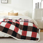 PU MEI Sherpa Blanket Twin Plaid Thick Bed Blanket, 60”*80” Super Soft Flannel - Image 3