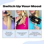 Trademark Beauty Interchangeable Iron Styling Kit - 3 in 1 Curling Iron, Hair Waver, and Curling Wand, Hair Styling Tool, 1 Inch Barrels, Mood - Pink/Black