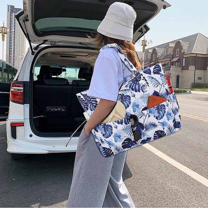 LEDAOU Large Beach Tote Bag Women Waterproof Sandproof Zipper Beach Tote Bag - Image 3