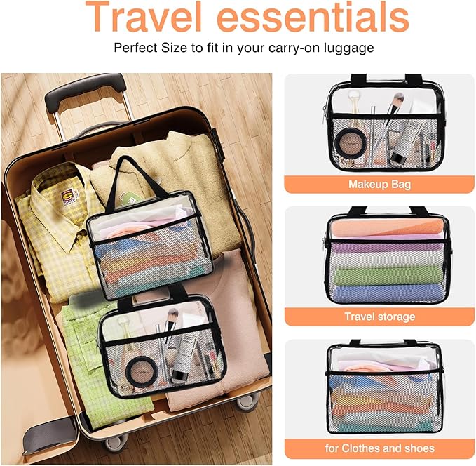 XEWEA 2PCS Large TSA Approved Clear Travel Toiletry Bags - Image 6
