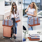 Weekender Bag for Women Canvas Overnight Bag Large Travel Tote Bag Carry on - Image 2