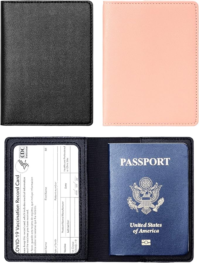 2 Pack Passport covers and Vaccine Card Holder Arouselove PU Leather Passport by Unknown