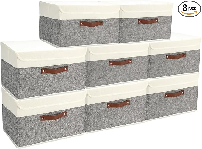 8 Pack Storage Bins Foldable Storage Boxes Fabric Storage Box by storage