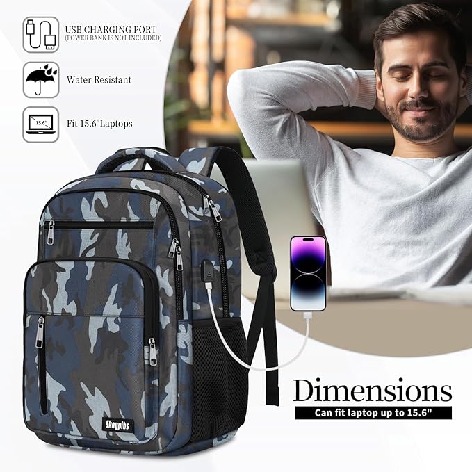 Backpack for Men Women, School Backpack for Boys Girls Teens, 15.6 Inch Laptop - Image 3