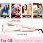 ANGENIL Pro Hair Straightener and Curler 2 in 1, Twist Flat Iron Hair Straightener for Women, Dual Voltage Round Pink Flat Iron with Anti-Scalding Silicone Mat, 11 Adjustable Temp for All Hair Types
