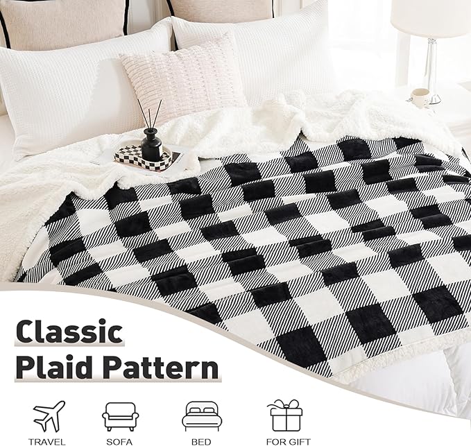 PU MEI Sherpa Fleece Throw Blanket 60" x 80" Reversible Plush Fluffy Large Big - Image 5