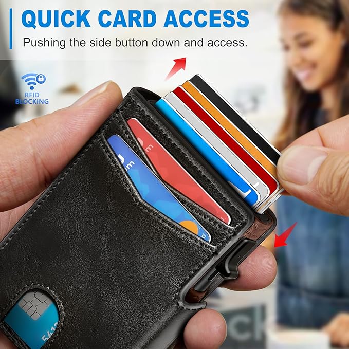 Men Wallet, with Money Clip Coins Pocket ID Window, Slim Front Pocket RFID - Image 5