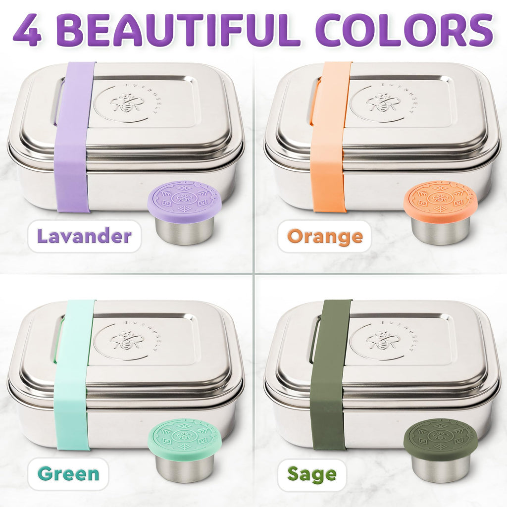Stainless Steel Bento Box + Condiment Container (Lavender / 60oz / 1800ml)