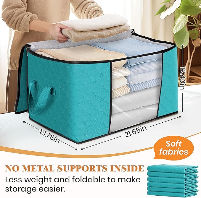 Fab totes 10 Pack Clothes Storage, Foldable Thick Fabric Blanket Storage Bags - Image 2