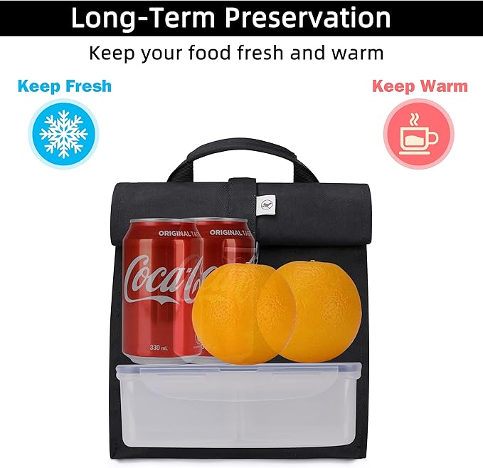 SUNNY BIRD Insulated Lunch Bag Rolltop Lunch Box - Image 2