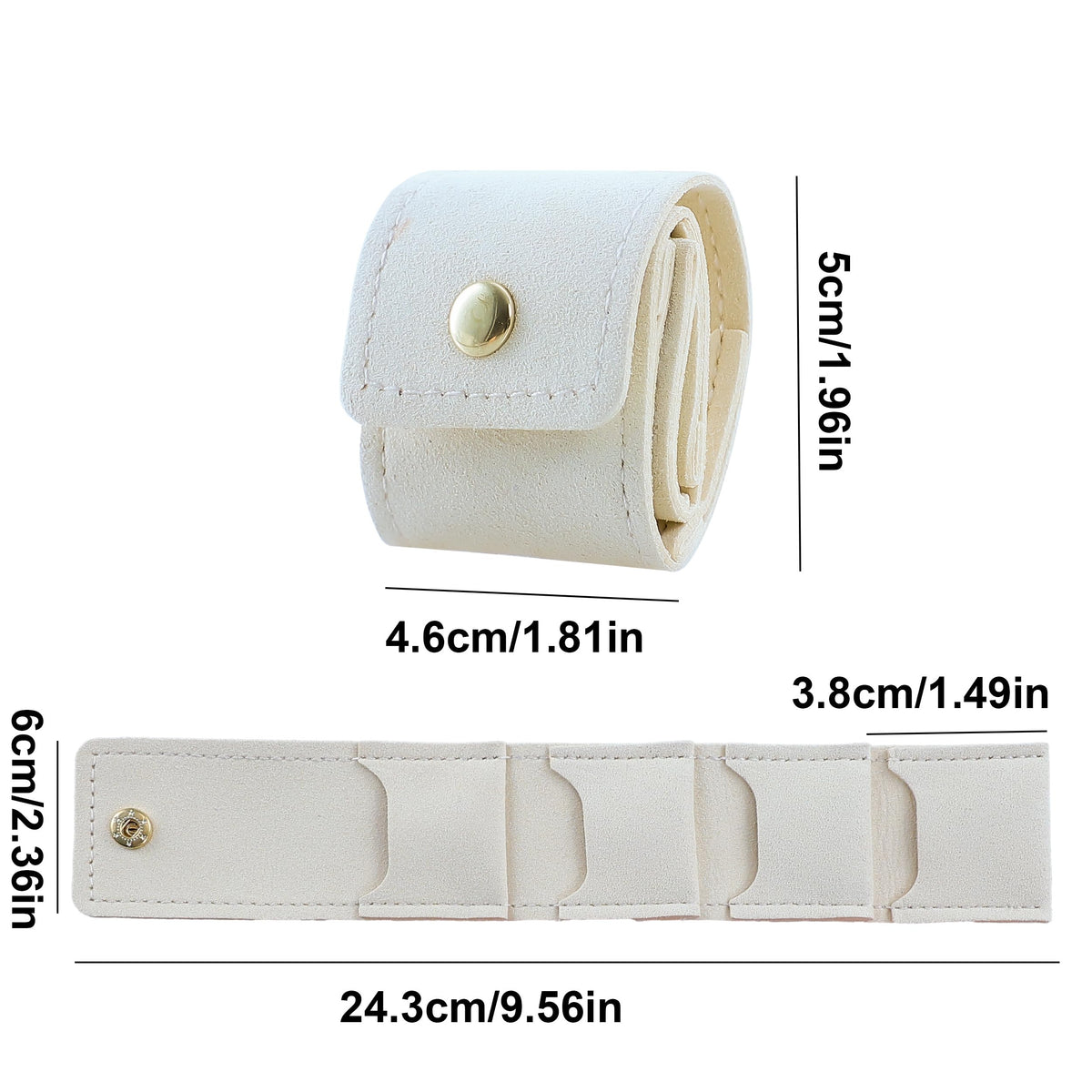 3 PCS Mini Travel Jewelry Organizer Bag (Beige)