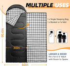 MEREZA Flannel Sleeping Bag for Adults XL, Large Wide Sleeping Bags for Camping - Image 2