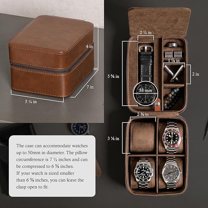 ROTHWELL 5 Watch Travel Case Storage Organizer - Image 3
