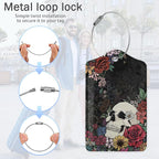 Skull Flowers Luggage Tags, 2 Pack Luggage Tag, Leather Privacy Cover ID Label - Image 5