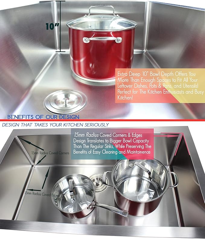 17 in. x 15 in. x 9 in. 16-Gauge Stainless Steel Undermount Single Bowl Bar - Image 5