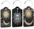 Vintage Boho Sun and Moon 3 PCS Luggage Tags, Leather Suitcase Tags by Losthll