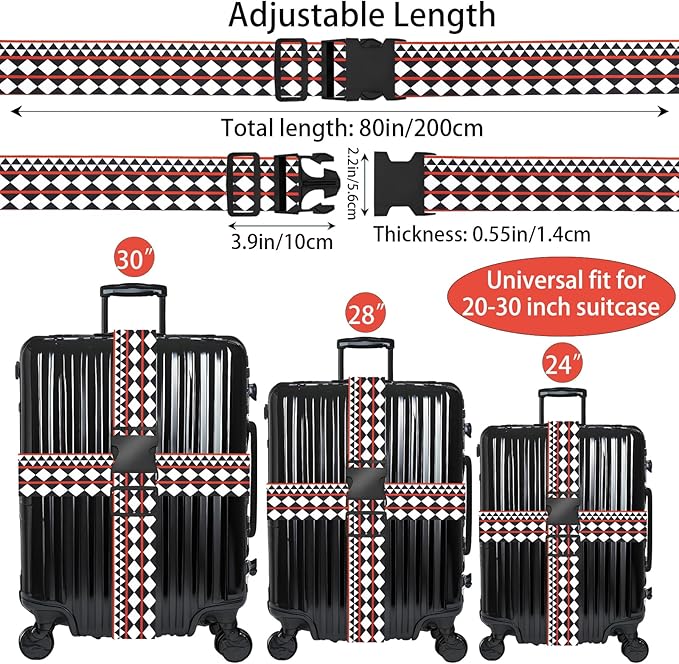 Geometric Arts Luggage Straps for Suitcases, Adjustable Luggage Travel Belt to - Image 2