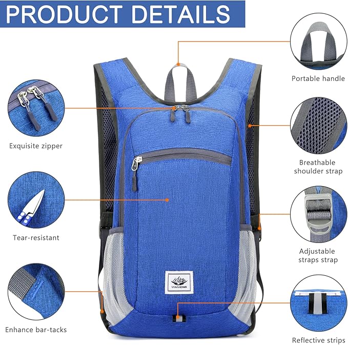 Esup 15L Lightweight Hiking Backpack Foldable Small Travel Backpack Packable - Image 4