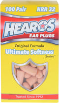 HEAROS Ultimate Softness Foam Disposable Earplugs, NRR 32, 100 Pair, PU Foam by Hearos