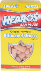 HEAROS Ultimate Softness Foam Disposable Earplugs, NRR 32, 100 Pair, PU Foam by Hearos